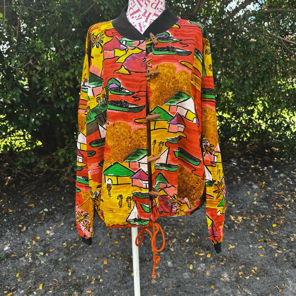 Vintage Passports Pier 1‎ Imports Toggle Jacket Tribal Island World One Size